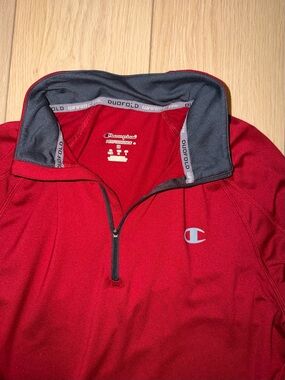 Champion Red and Gray Quarter-Zip Athletic Pullover